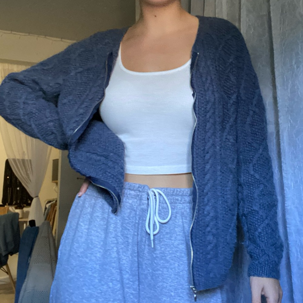 3 FOR $15 - Vintage Cable knit Sweater Zip-Up